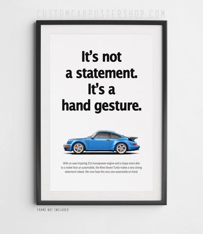 Porsche 964 Turbo Vintage Ad - Hand Gesture