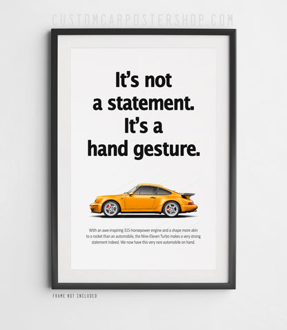 Porsche 964 Turbo Vintage Ad - Hand Gesture