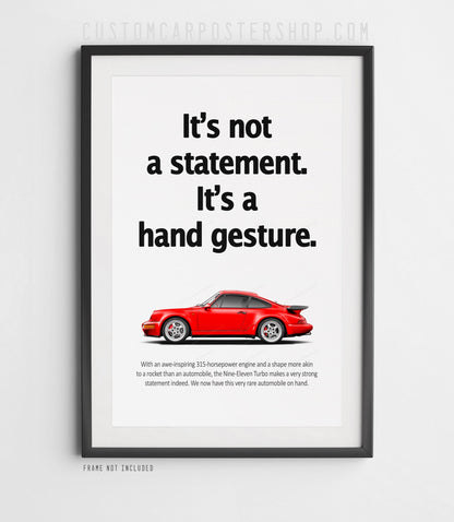 Porsche 964 Turbo Vintage Ad - Hand Gesture
