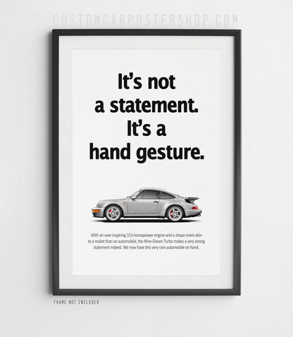 Porsche 964 Turbo Vintage Ad - Hand Gesture