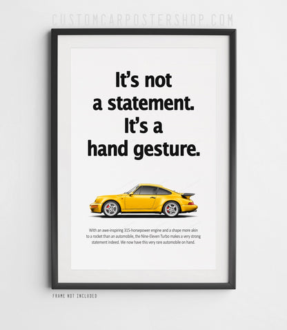 Porsche 964 Turbo Vintage Ad - Hand Gesture