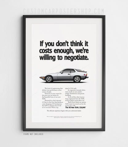 Porsche 924 S Print Ad - Negotiate