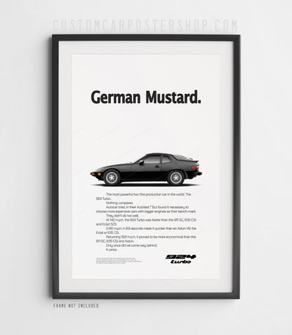 Porsche 924 Turbo Print Ad - German Mustard