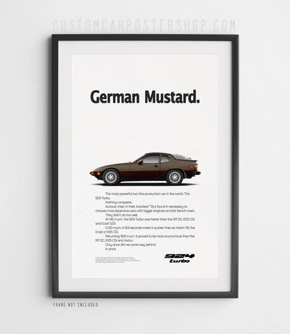 Porsche 924 Turbo Print Ad - German Mustard
