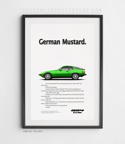 Porsche 924 Turbo Print Ad - German Mustard