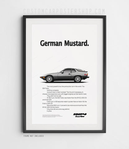 Porsche 924 Turbo Print Ad - German Mustard