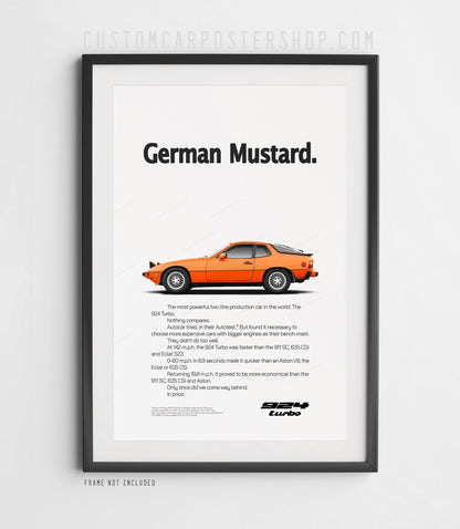 Porsche 924 Turbo Print Ad - German Mustard