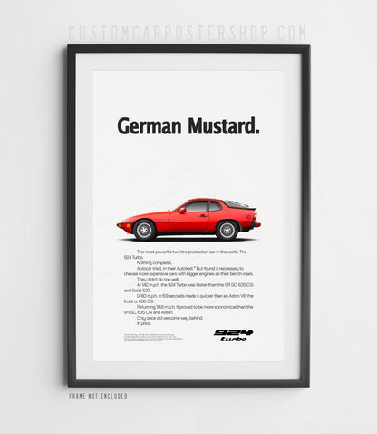 Porsche 924 Turbo Print Ad - German Mustard