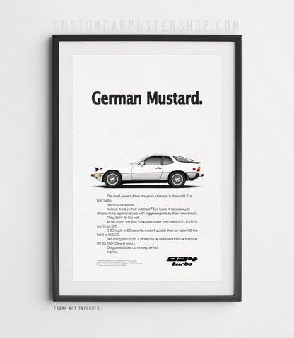 Porsche 924 Turbo Print Ad - German Mustard