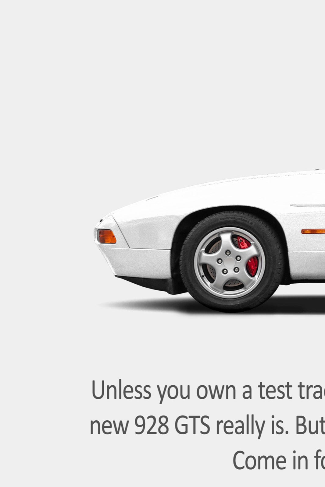 Porsche 928 GTS Vintage Ad - Irrelevant Top Speed