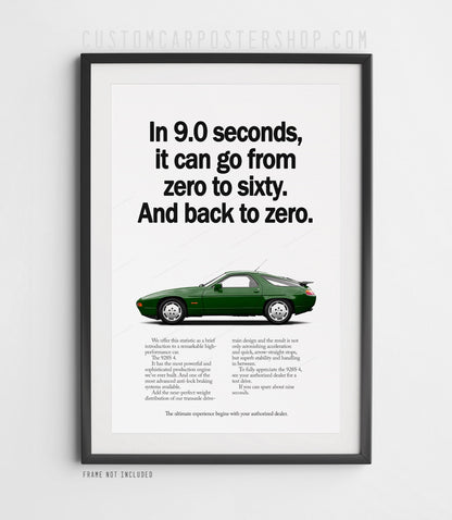 Porsche 928 S4 Retro Ad - 9 Seconds