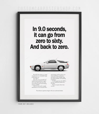 Porsche 928 S4 Retro Ad - 9 Seconds