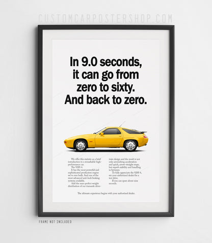Porsche 928 S4 Retro Ad - 9 Seconds
