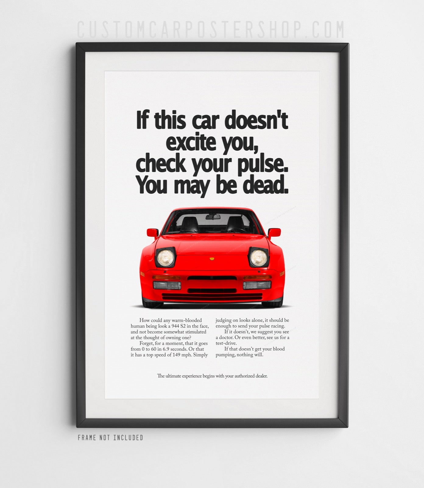 Guards Red Porsche 944 S2 Classic Ad Print Framed
