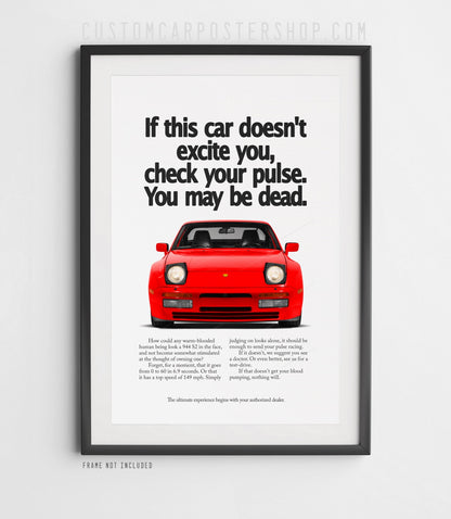 Guards Red Porsche 944 S2 Classic Ad Print Framed