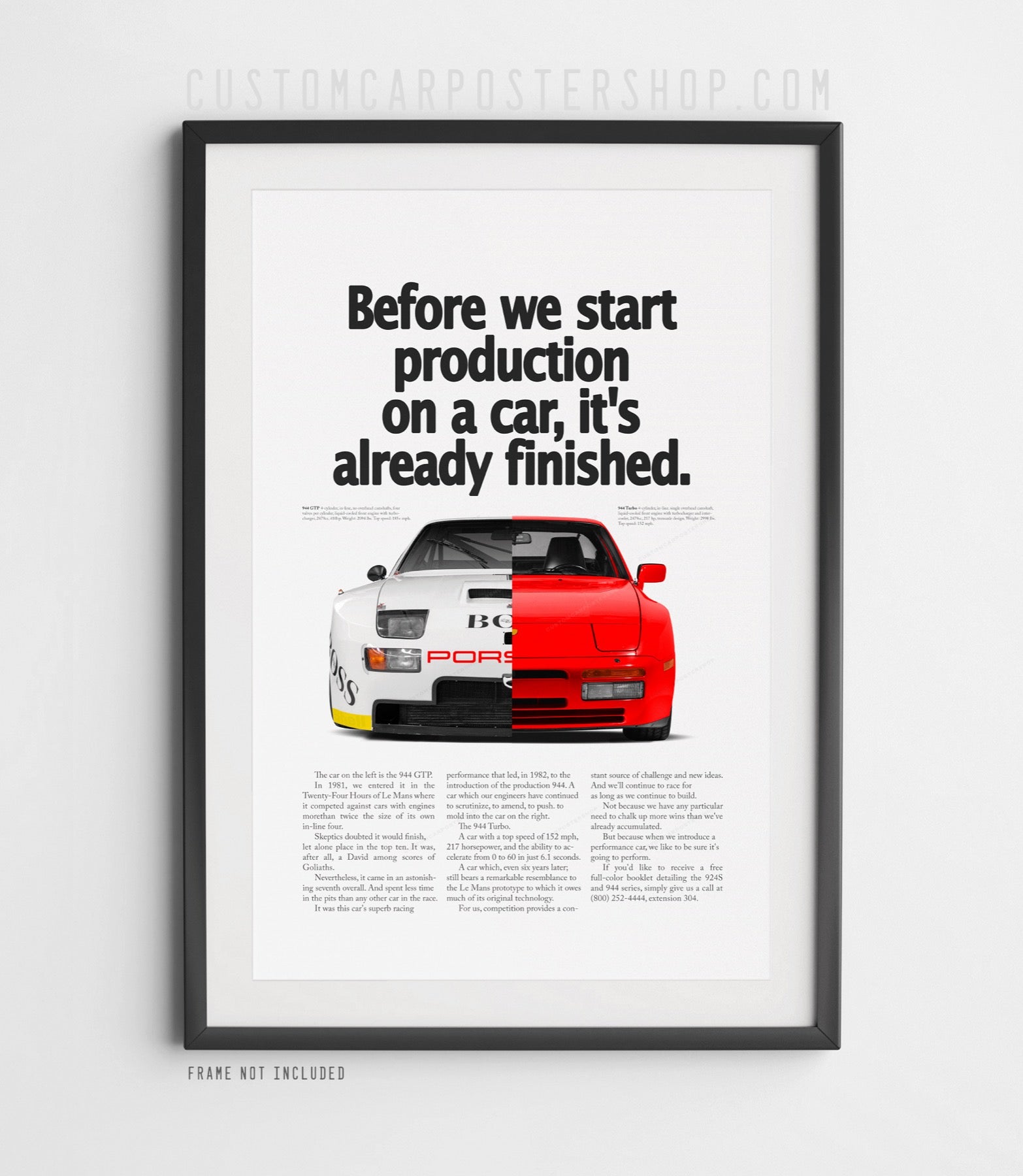 Porsche Guards Red 944 Turbo Print Ad -  Before we start production 942 GTP                                                                                                                                                                                                                               