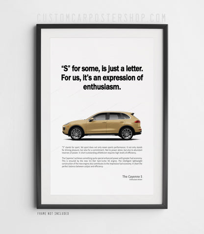 Porsche Cayenne S (958.2) Print Ad Poster - Enthusiasm