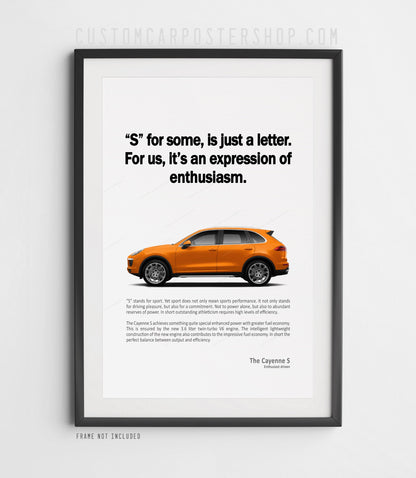 Porsche Cayenne S (958.2) Print Ad Poster - Enthusiasm