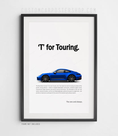 Porsche 911 (992.2) Carrera T Remastered Print Ad Poster - T for Touring