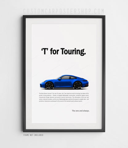 Porsche 911 (992.2) Carrera T Remastered Print Ad Poster - T for Touring