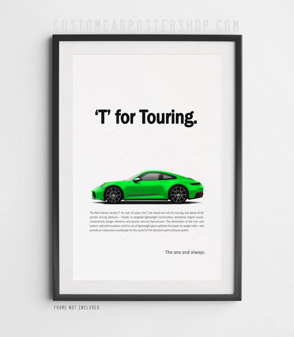 Porsche 911 (992.2) Carrera T Remastered Print Ad Poster - T for Touring