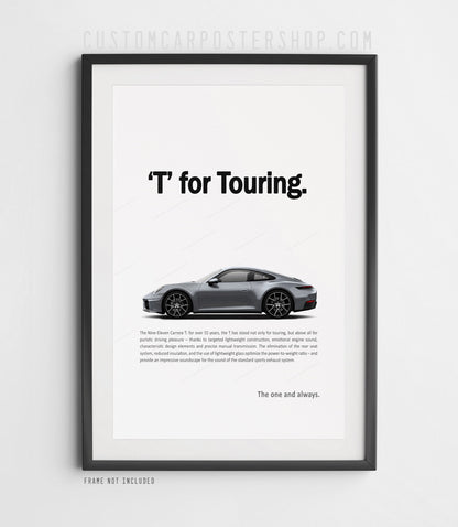 Porsche 911 (992.2) Carrera T Remastered Print Ad Poster - T for Touring