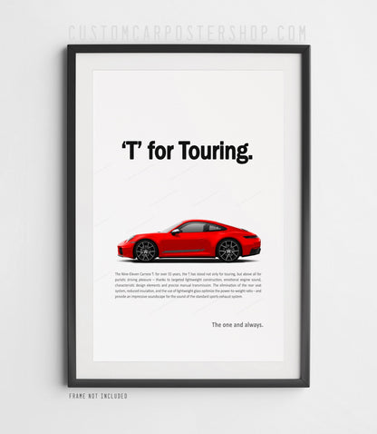 Porsche 911 (992.2) Carrera T Remastered Print Ad Poster - T for Touring