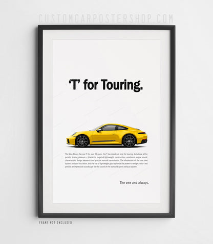 Porsche 911 (992.2) Carrera T Remastered Print Ad Poster - T for Touring