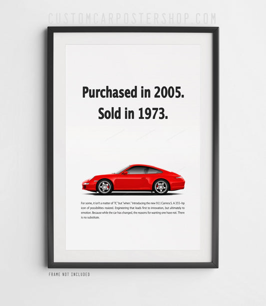 Guards Red Porsche 997 Print Ad Poster Retro Vintage Print