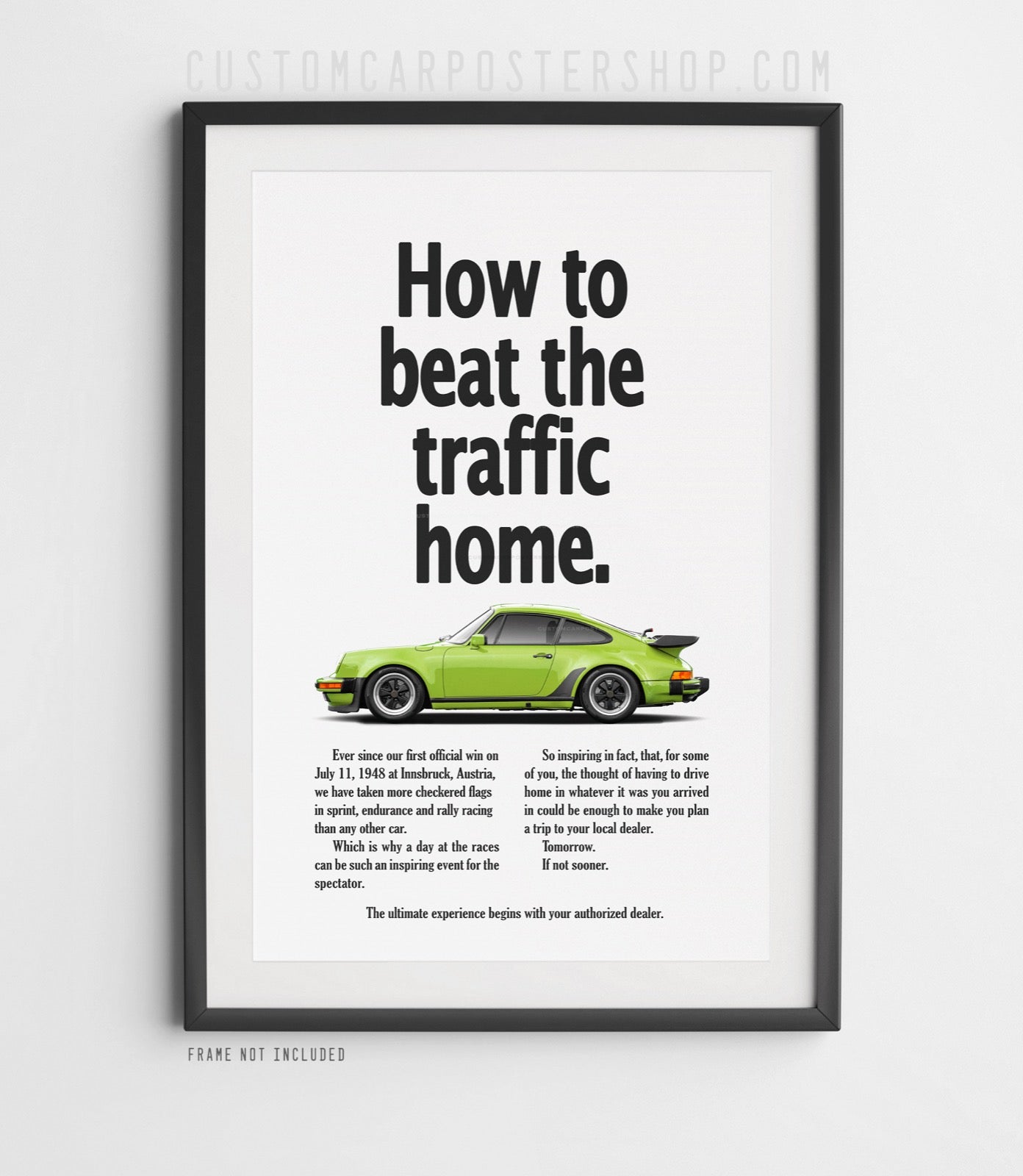 Porsche 930 Turbo Vintage Ad - Beat the Traffic Home