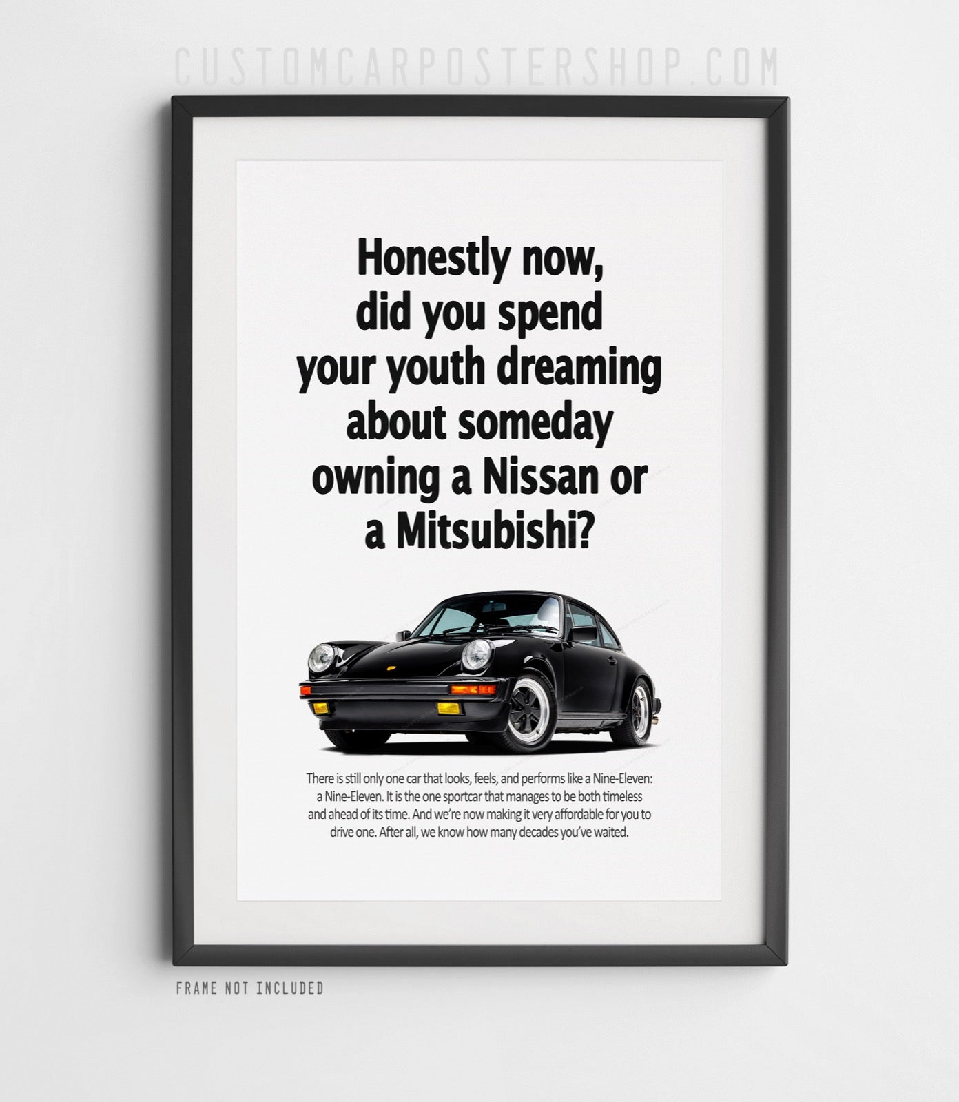 Porsche 911 Vintage Ad - Grow Up Dream Poster in a frame