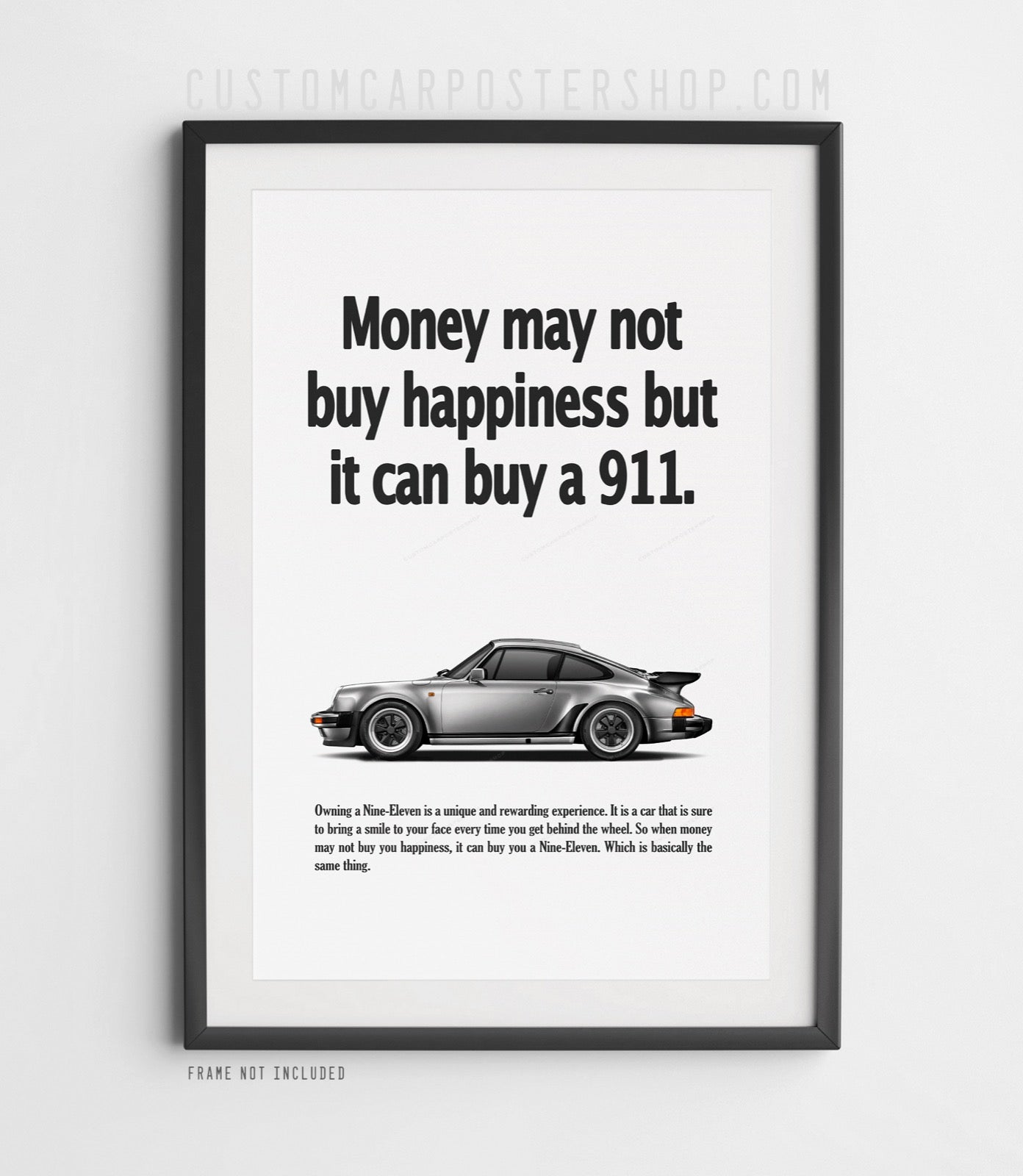 Porsche 930 Turbo Money Can't Buy Happiness Poster Framed Art