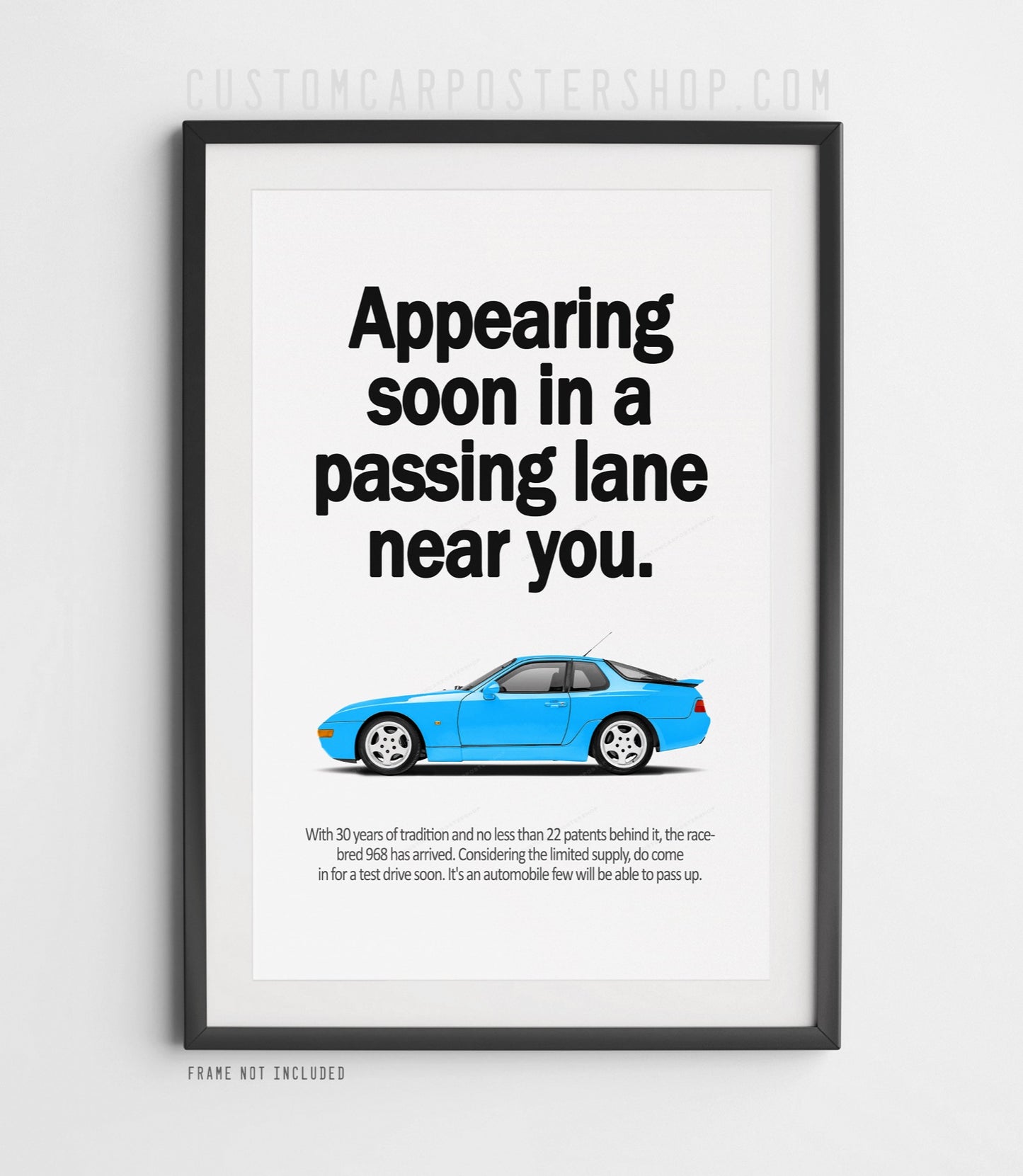 Porsche 968 Retro Print Ad - Passing Lane