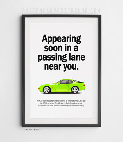 Porsche 968 Retro Print Ad - Passing Lane