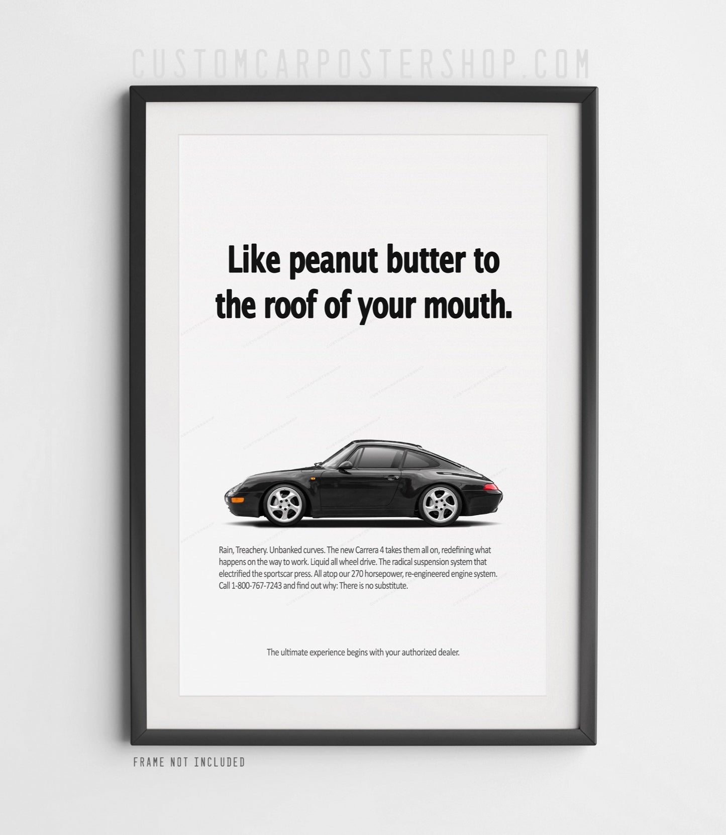 Porsche 911 Carrera 4 (993) Retro Ad Poster - Peanut Butter