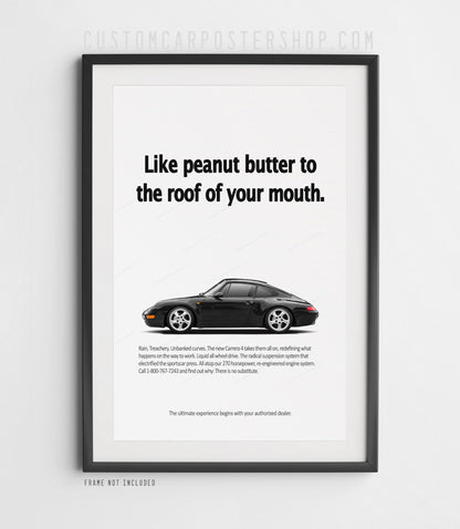 Porsche 911 Carrera 4 (993) Retro Ad Poster - Peanut Butter