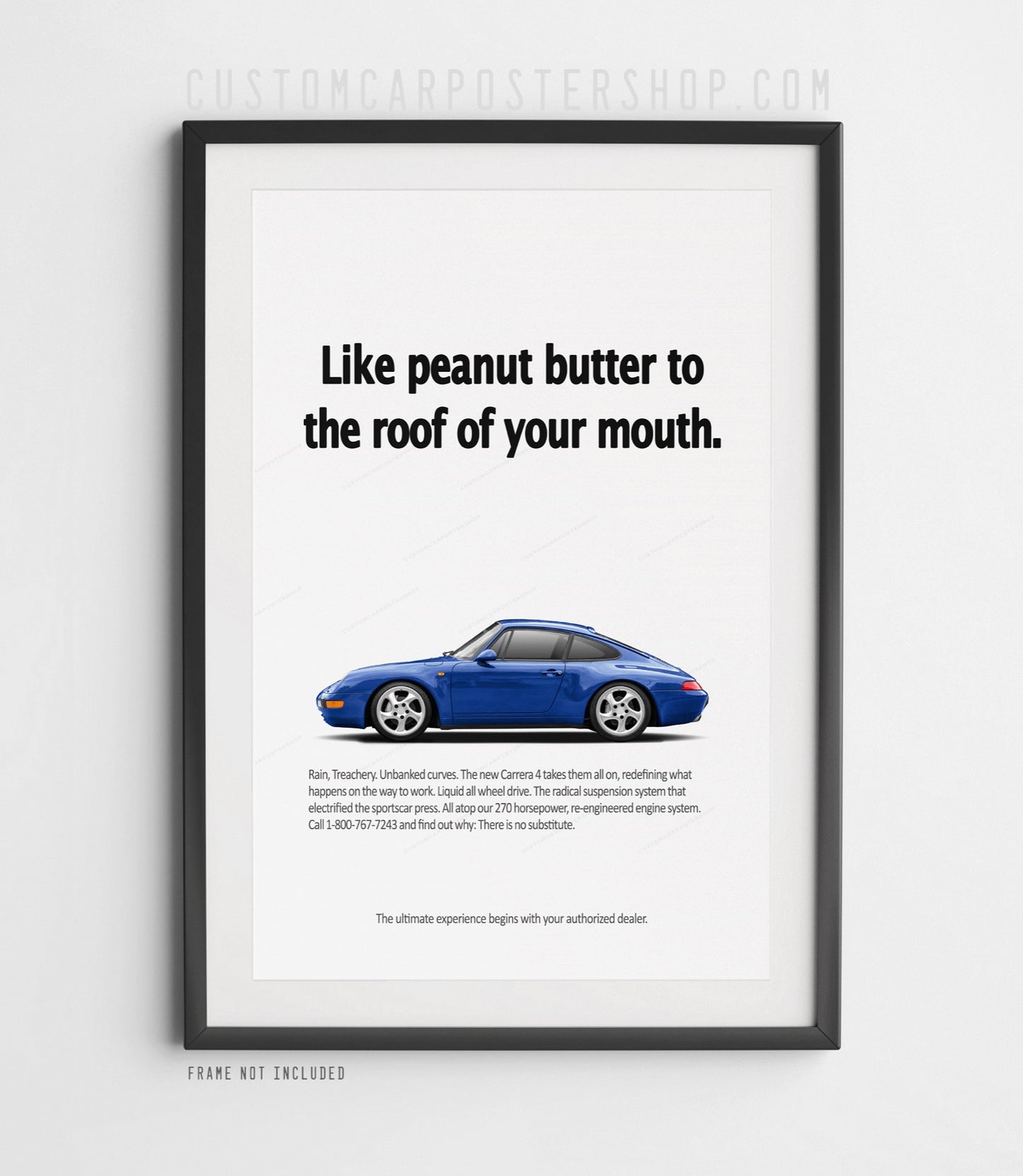 Porsche 911 Carrera 4 (993) Retro Ad Poster - Peanut Butter