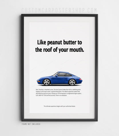 Porsche 911 Carrera 4 (993) Retro Ad Poster - Peanut Butter