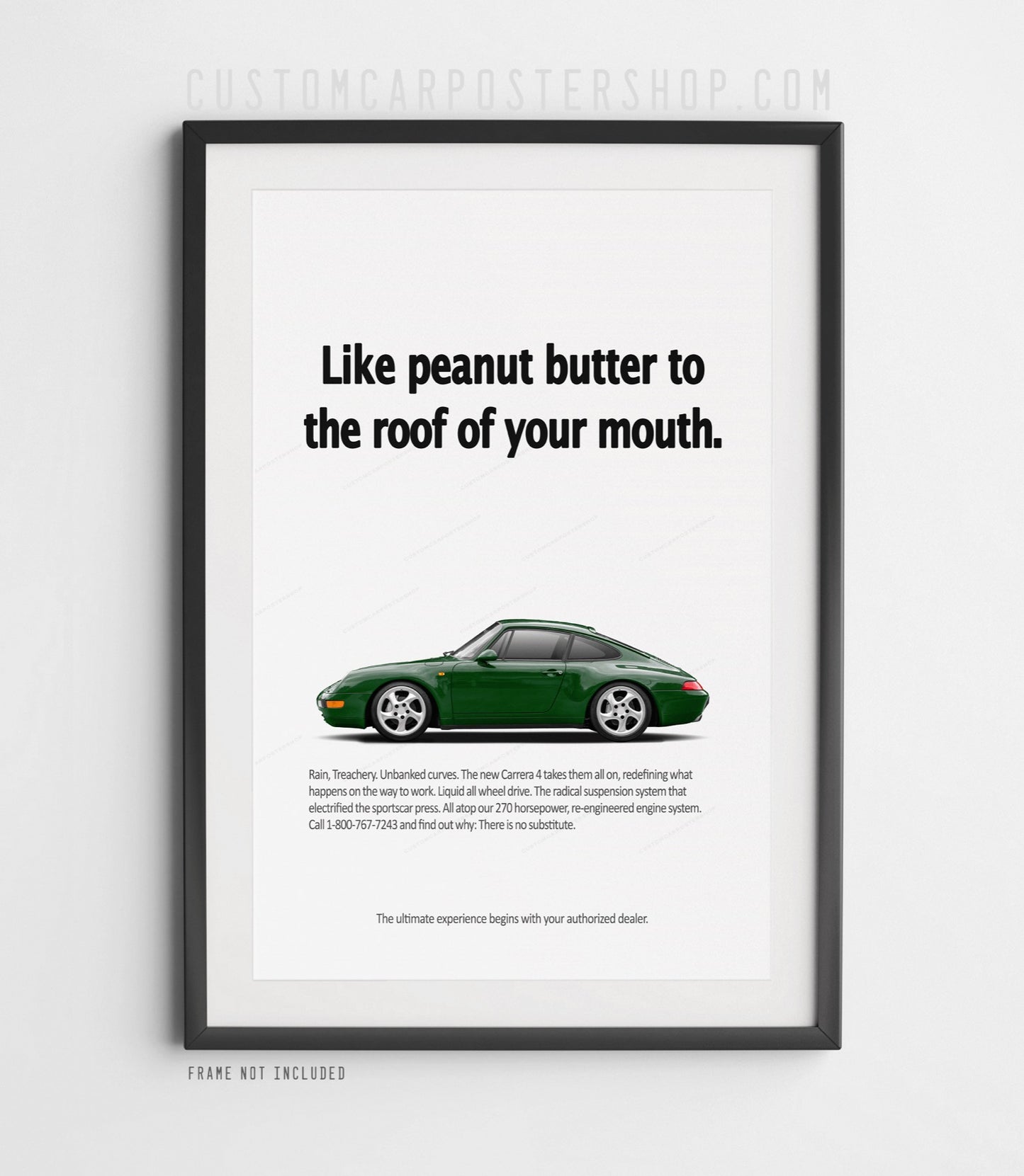 Porsche 911 Carrera 4 (993) Retro Ad Poster - Peanut Butter