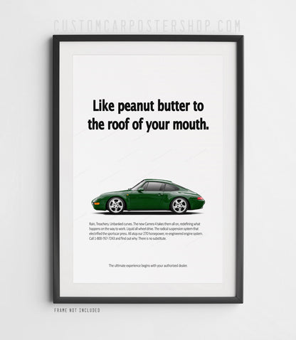 Porsche 911 Carrera 4 (993) Retro Ad Poster - Peanut Butter