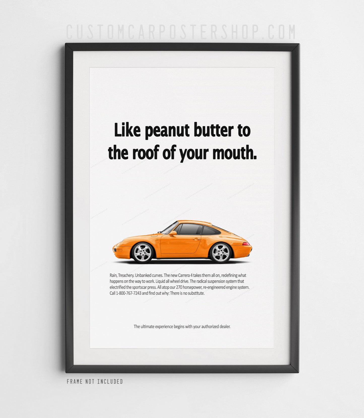 Porsche 911 Carrera 4 (993) Retro Ad Poster - Peanut Butter