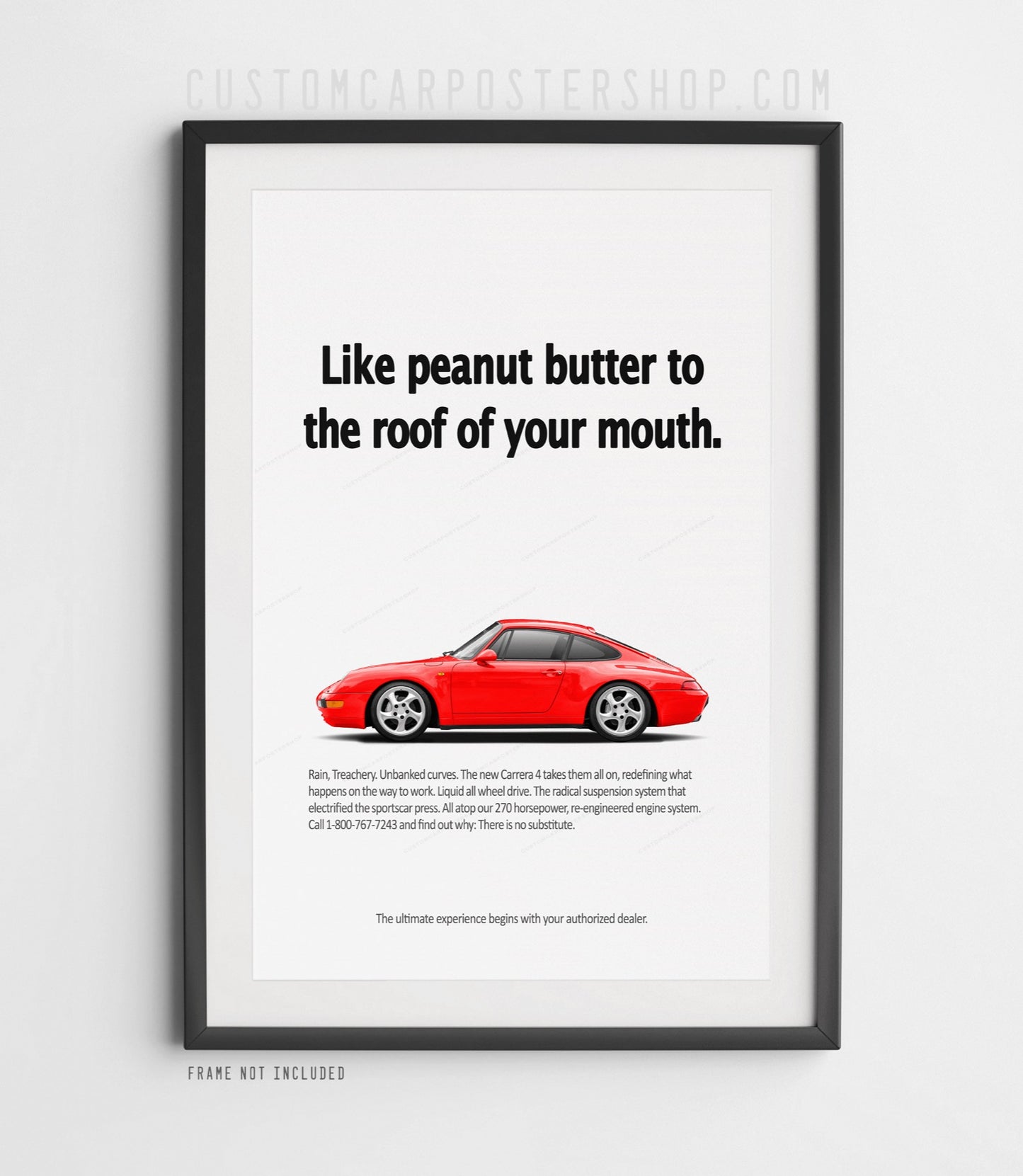 Porsche 911 Carrera 4 (993) Retro Ad Poster - Peanut Butter