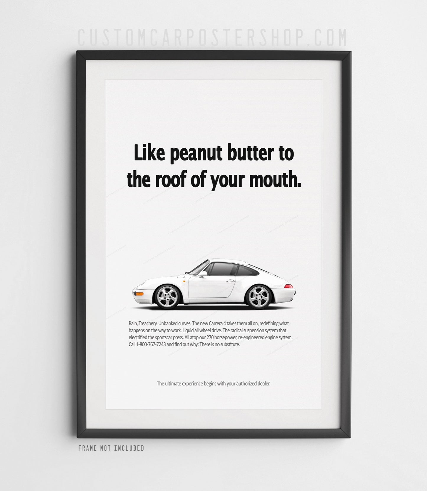 Porsche 911 Carrera 4 (993) Retro Ad Poster - Peanut Butter