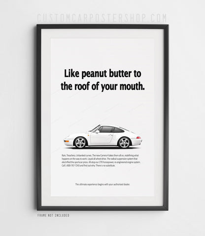 Porsche 911 Carrera 4 (993) Retro Ad Poster - Peanut Butter