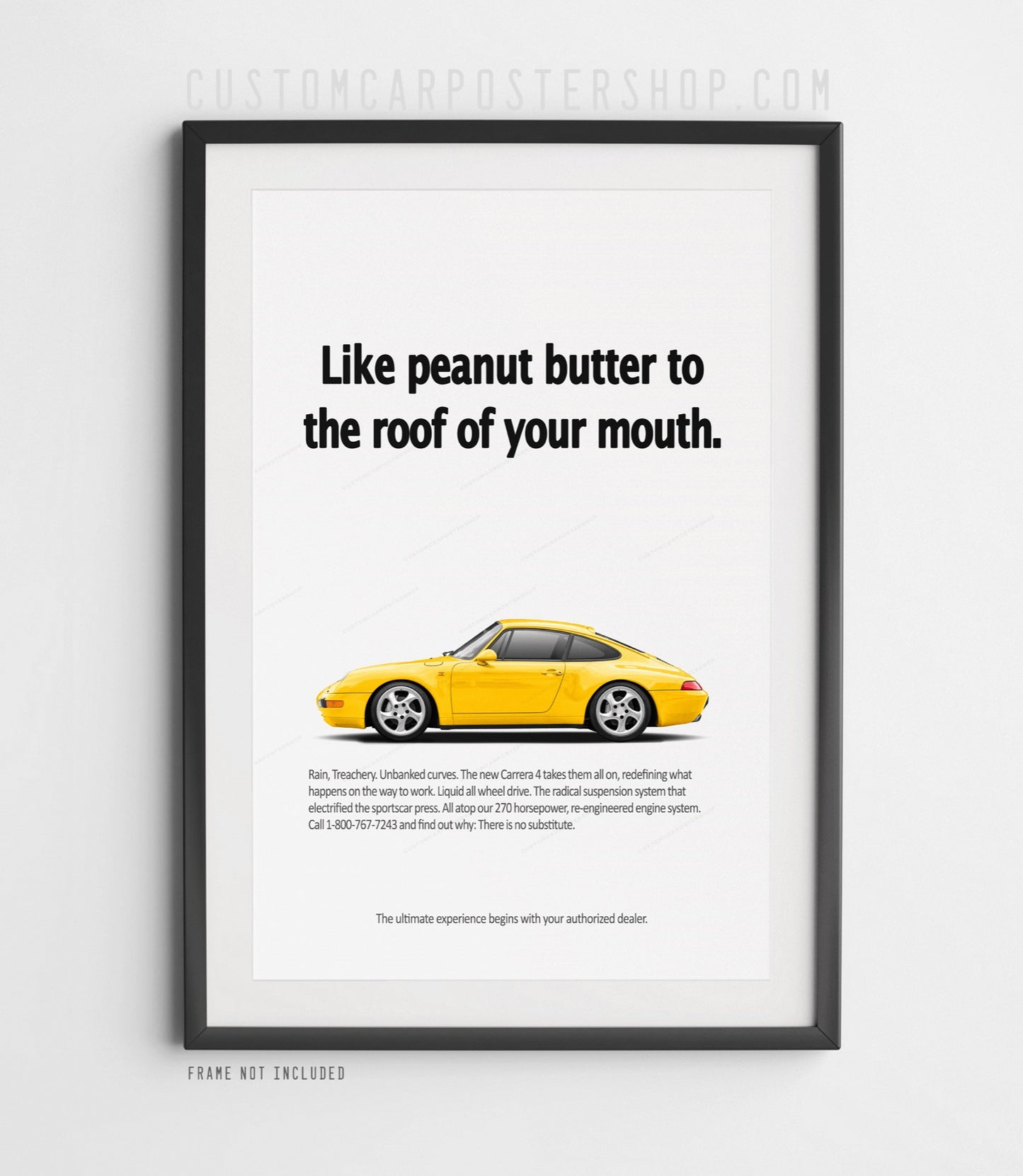 Porsche 911 Carrera 4 (993) Retro Ad Poster - Peanut Butter