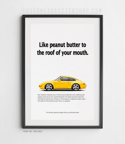Porsche 911 Carrera 4 (993) Retro Ad Poster - Peanut Butter