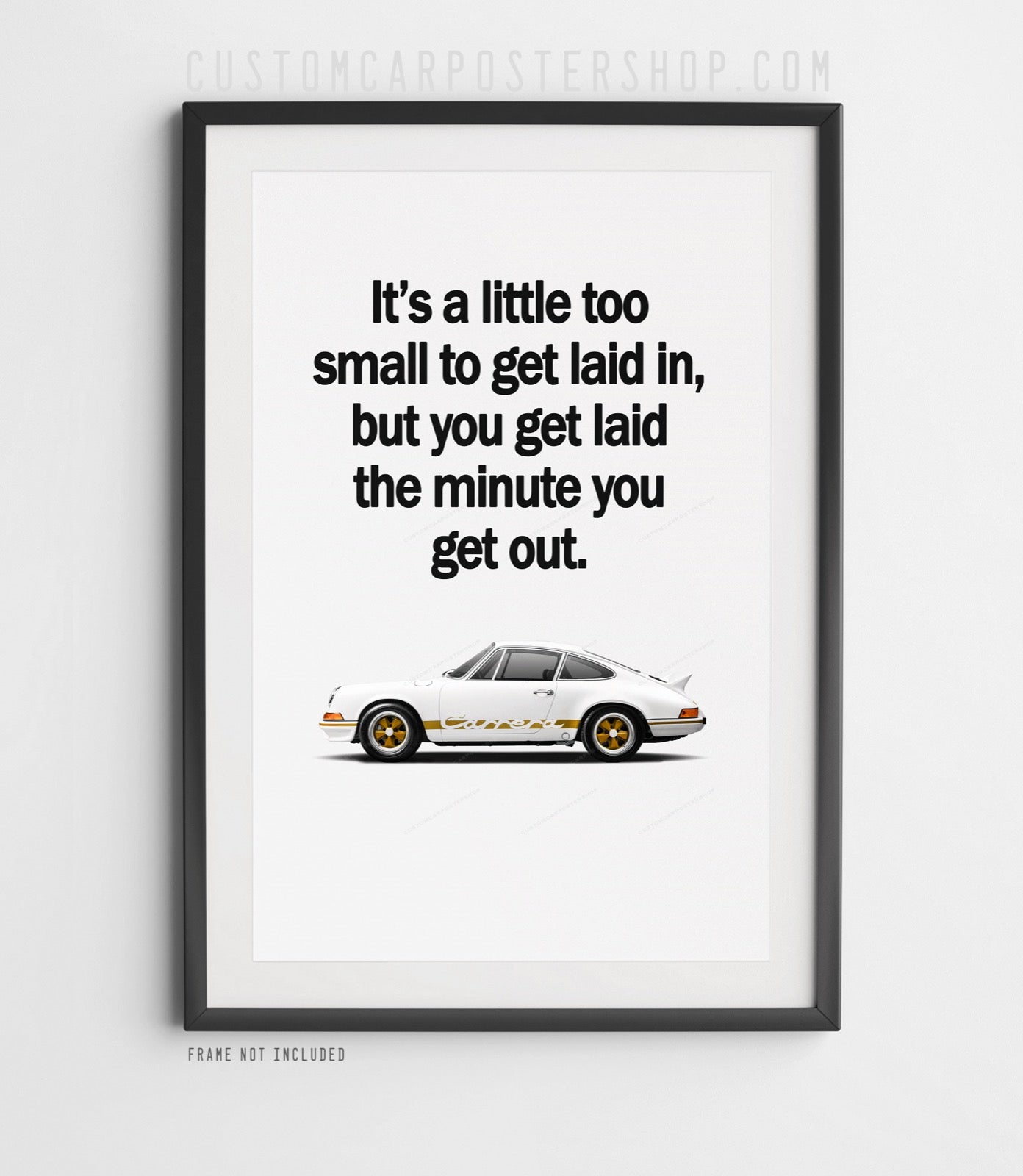 Gold Porsche 911 Carrera RS Print Ad Poster - Get Laid 