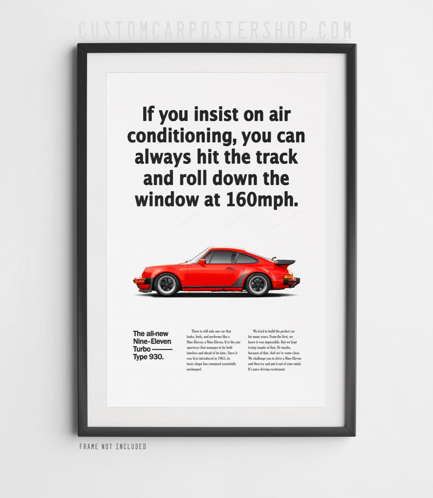 Porsche 964 Turbo Vintage Ad - Roll Down Window Poster in a frame