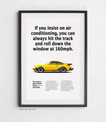 Porsche 964 Turbo Vintage Ad - Roll Down Window