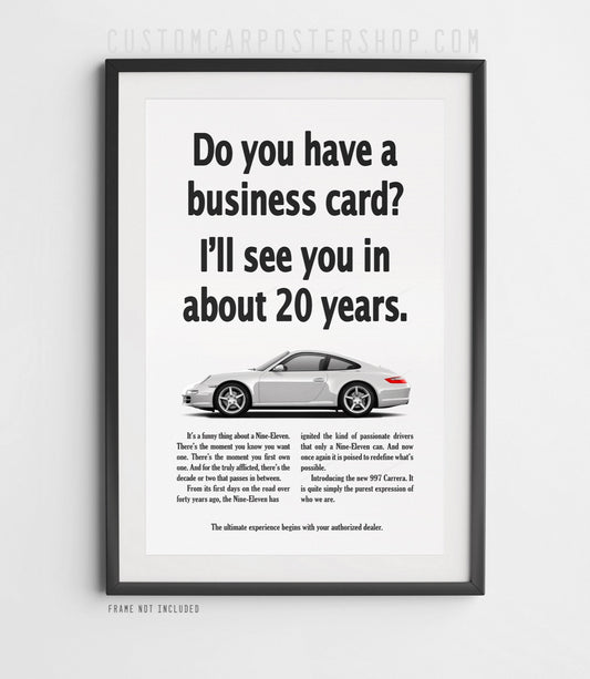 Porsche 997 Print Ad Reproduction Poster - Business Card